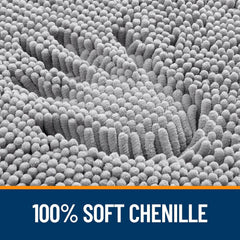 Soft Chenille Bath Rug 30x20, Quick-Dry & Non-Slip – Machine Washable Grey Bath Mat