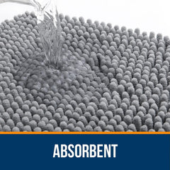 Soft Chenille Bath Rug 30x20, Quick-Dry & Non-Slip – Machine Washable Grey Bath Mat