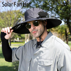 Solar-Powered Fan Hat for Men & Women | 2 Fans, USB Charging, Breathable Design - Cool & Stylish Sombrero