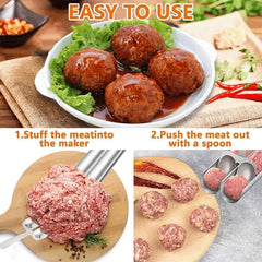 Stainless Steel Meatball Maker with Cutting Spade & Scoop—Multifunction Tool for Easy Preparation