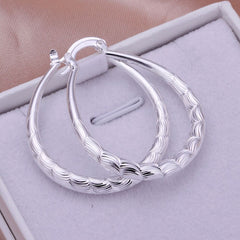 925 Sterling Silver Earrings Hoop Pierced Jewelry Gift for Women