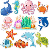 12 Pcs Cruise Door Decorations Magnetic Ocean Car Magnets Cruise Door Magnet Stickers Decorations Ocean Fridge Decor for Carnival Refrigerator(Sea Animal)