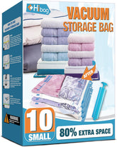 Vacuum Storage Bags Space Saver for Clothes with Travel Hand Pump (10S)