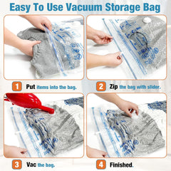 Vacuum Storage Bags Space Saver for Clothes with Travel Hand Pump (10S)