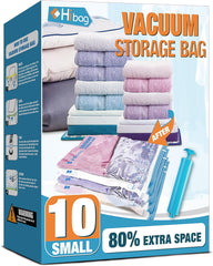 Vacuum Storage Bags Space Saver for Clothes with Travel Hand Pump (10S)