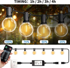 LED 30FT Outdoor String Lights Waterproof Patio Lights 27 Dimmable G40 Bulbs