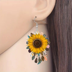 Sunflower Acrylic Earrings 2024 New Artistic Style Versatile Earrings Gift for Mother