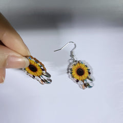 Sunflower Acrylic Earrings 2024 New Artistic Style Versatile Earrings Gift for Mother