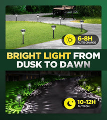 Super Bright Waterproof Solar Lights 10 Pack - Auto On/Off 12H Dusk-to-Dawn, Perfect for Garden Pathway & Landscape Lighting
