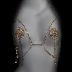 Super Sparkling Diamond Bra Chain Nipple Patch Nightclub Hot Girl Body Chain Set Body Chain