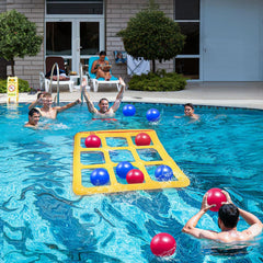 Tic-Tac-Toe Inflatable Pool Game with 10 Balls, Multi-Age (2-10 Players)