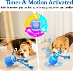 Touch-Activated Rolling Activity Ball for Dogs: Squeaky, USB Rechargeable (Puppy & Medium Sizes)