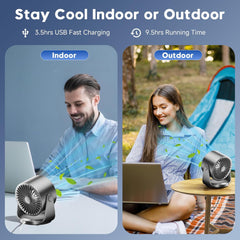 Table Fans Ultra Quiet Wall-Mounted Desk Fan Digital Display Rechargeable USB Fan