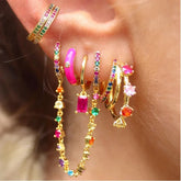 Gold color Stud Earrings For Women Vintage Color Zircon Piercing Women's Earrings