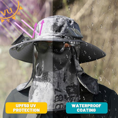 Wide Brim Sun Hat with Solar Fan - Outdoor Solar Fan Hat for Fishing, Hiking, Camping