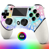 Wireless Controller for PS4, White Crack Custom Design with RGB Light,1000mAh Battery and 3.5mm Audio Jack