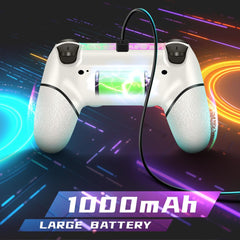 Wireless Controller for PS4, White Crack Custom Design with RGB Light,1000mAh Battery and 3.5mm Audio Jack