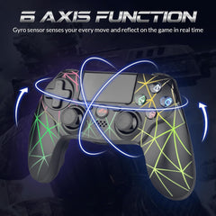 Wireless PS4 Controller,1000mAh,3.5mm Audio,RGB Light,6-Axis Gyro,DualShock,PS4/PS3/Android/Win(Crackle Design)