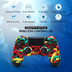 Wireless PS4 Controller,USB-C,1000mAh,Dual Motor,6-Axis Gyro,3.5mm Audio,Multi-Touch,Share Button (Color Arrows)