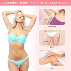 Women's Bikini Trimmer - Painless Silk Razor, Dual-Head Hair Trimmer IPX7 Waterproof & Easy Cleaning for Legs & Underarm