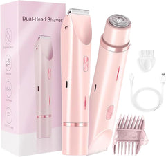 Women's Bikini Trimmer - Painless Silk Razor, Dual-Head Hair Trimmer IPX7 Waterproof & Easy Cleaning for Legs & Underarm