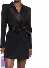 Womens Fashion Belted Blazer 2024 Double Breasted Long Sleeve Party Evening Blazer Dress Bussiness Casual Work Suit