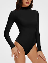 YOGINGO Women's Long Sleeve Mock Turtle Neck Bodysuits Tops Going Out Body Suits for Women Fashion Basic Leotards Jumpsuit