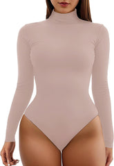 YOGINGO Women's Long Sleeve Mock Turtle Neck Bodysuits Tops Going Out Body Suits for Women Fashion Basic Leotards Jumpsuit