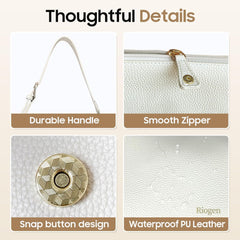 Women's Tote Handbags - Soft PU Leather Shoulder Tote Purses with Zipper for Stylish and Functional Everyday Use