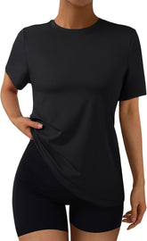 Women's Workout Tops Short Sleeve Gym Shirts Summer Athletic Yoga Tshirts Loose Fit Casual Clothes 2025
