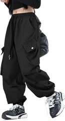 MINI PANDA Girls Pants Y2K Cargo Trousers with Multipockets Jogger Pants Kids 4-14 Years
