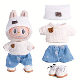 6.69inch Labubu Doll Clothes: 3 Sets w/ Hats, Knitwear & Bottoms, for Play/Display