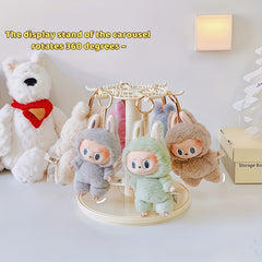 360° Rotating Acrylic Display Case & Dust-Proof Shelf - Perfect Gift! 3-Tier w/ Hooks for Plush Toys & Decorative Statues.