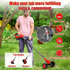 Cordless Electric Lawn Mower - Portable for Garden Yard, 3 Blades & 2 Batteries, High Power - Father's Day Gift for Dad/Husband