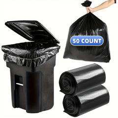 65+ Gallon Heavy Duty Tear-Resistant Trash Bags - 25/50/100/150 Bags Black for Yard Waste, Disposal, Camping