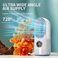 USB Tower Fan - Mist Cooling, 7-Color LED, Timer, Auto Shut-Off for Office Home Travel