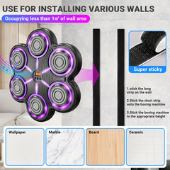 Smart Music Boxing Trainer w/ Gloves - Wall-Mounted Punching Target for Home & Gym - Perfect Fitness Gift