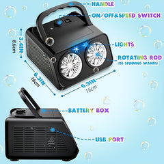 Automatic Bubble Blower Machine, Dual Fans, 20000+ Bubbles/Min, Kids Electric Bubble Maker, Plug-in/Battery, w/ 10X Concentrated Bubble Solution, Outdoor Toy