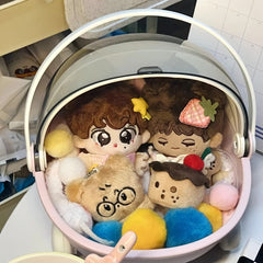 LABUBU second generation flip cover storage box, with 4 pulleys and PVC slide rail design, large capacity partition display stand