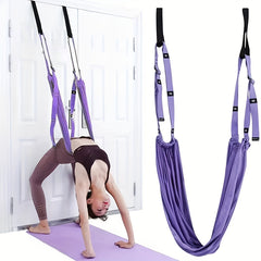 Aerial Yoga Hammock: Woman's Leg Stretches, Splits, Swings, and Inversions with Coach