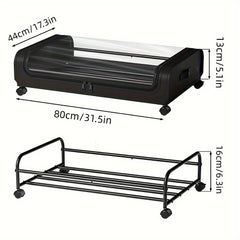 2 Pieces Underbed Metal Storage Organizer with Wheels & Lid for Clothes, Bedding & Home Organization Essentials