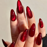 30 pieces/set of aesthetic blood red crystal cat eye fake nails Nail Slices