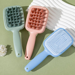 Dual-Sided Scalp Massager Brush - Fine & Coarse Teeth, Wet/Dry Use, Portable Hair Washing Comb