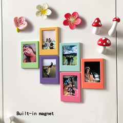 10 piece set of vibrant 3-inch magnetic photo frames for refrigerators