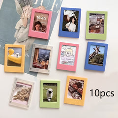 10 piece set of vibrant 3-inch magnetic photo frames for refrigerators