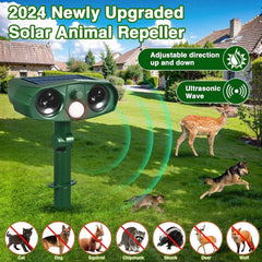 2-piece Outdoor Solar Ultrasonic Animal Repellent