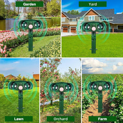 2-piece Outdoor Solar Ultrasonic Animal Repellent