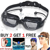 Adult Swim Goggles Adjustable Waterproof Anti-Fog UV Swimming Glasses + Ear Plug