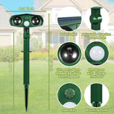 2-piece Outdoor Solar Ultrasonic Animal Repellent