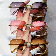 3-piece frameless edge cut shiny glasses with glass reflective gradient lenses for anti reflection